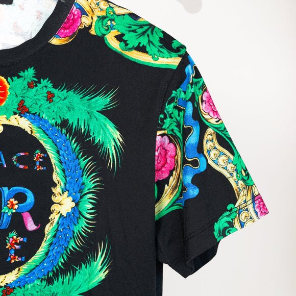 Versace Resort 2018 Black Beverly Palm Graphic Cotton T-Shirt - Picture 5 of 12